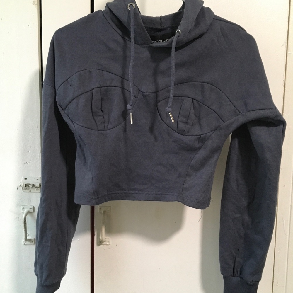 Thrill Dark Gray Cropped Hoodie